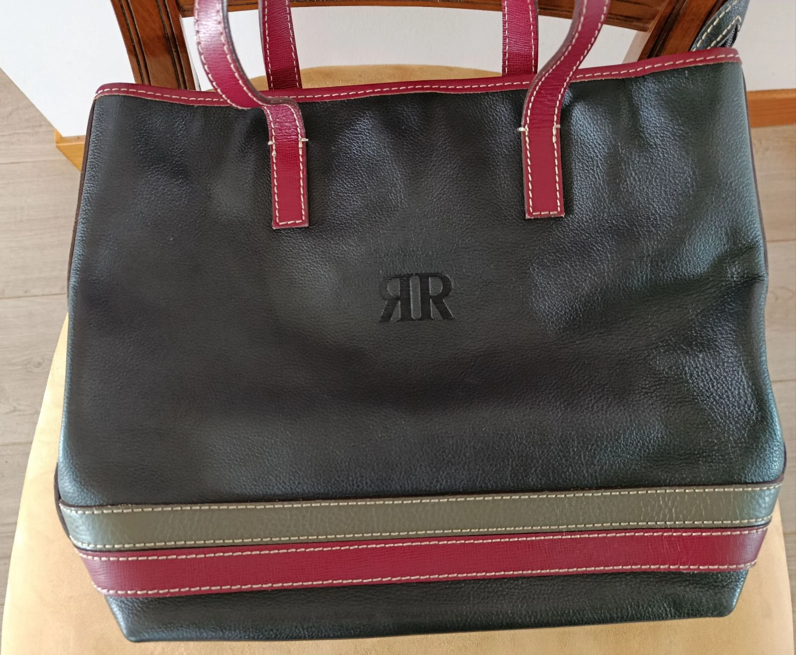 Dark Blue Bag with Green and Maroon Accents – photo 2